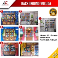 MERAH Graduation Background Cloth 2.5 Pieces White Cupboard Bookshelf3m Red Curtain Studio Photo Bac