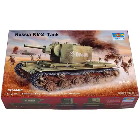 Trumpeter 00312 1/35 Soviet Russian KV2 KV-2 1940 Heavy Tank Display Military Gift Plastic Assembly
