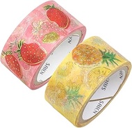 Kamiiso Sansho SAIEN UR-1071 Fruit Time Masking Tape, Set of 2 Patterns (Strawberry and Pineapple x 