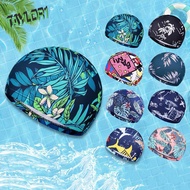 TAYLOR1 Swimwear Hats Fabric Elastic Sports Sports Swim Pool Calico Swim Cap Diving Hat Ear Protect 