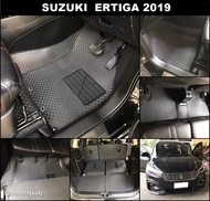 พรมปูพื้นรถยนต์SUZUKI ERTIGA 2019 พรมลายไบเค่นสีดำ+แผ่นกันสึก เต็มคัน