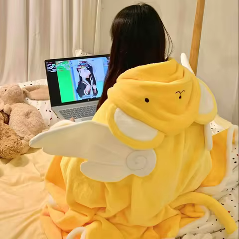 Anime Peripheral Cardcaptorsakura Kerberos Office Nap Blanket Pillow 2-In-1 Cape Cover Blanket Autum