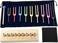 Unweighted Colorful Solfeggio Tuning Fork Set - 9 Tuning Forks for DNA Healing, Chakra, Sound Therap