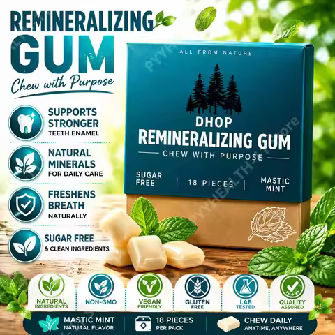 Sugar-Free Xylitol Chewing Gum with Propolis, Mastic Mint Flavor, Fresh Breath & Daily Oral Care, 18