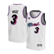 [ORIGINAL] Jersey Dwyane Wade Miami Heat 3 WHITE GRADIENT VICE - Swingman Basketball Shirt T-Shirt T
