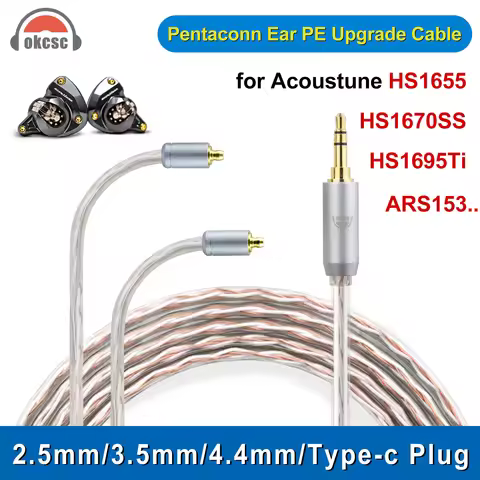OKCSC Standard Balanced Earphone Cable Pentaconn Ear for Acoustune HS1655 HS1670SS Elysian Acoustic 