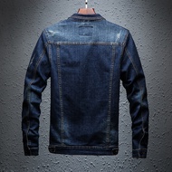 Jean Jacket Men Fall new style men's denim jacket Korean casual men's clothing Slim dark blue jacket Jaket denim lelaki gaya baru pakaian lelaki kasual Korea Jaket biru gelap Jaket Denim