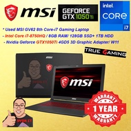 *USED/ SECOND HAND/ BUDGET MSI GV62 7TH I7 8GB 128GB SSD 1TB HDD W11 GTX1050TI GAMING LAPTOP 1 YEAR 