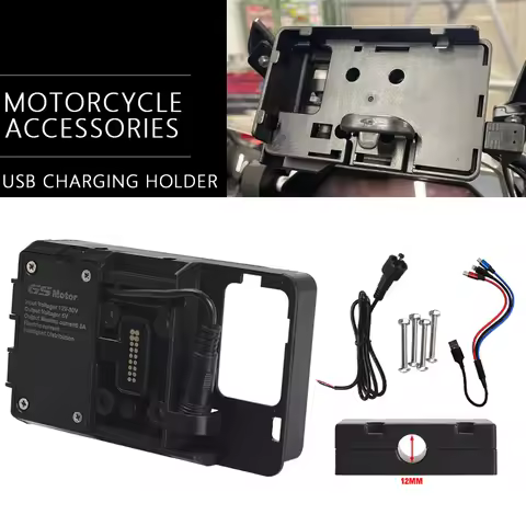 For BMW S1000XR R1200RS F900R 12mm Mobile Phone Motorcycle Navigation Bracket USB Charging Holder Fo