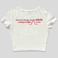 Baby tee Karma Lyrics Style y2k crop tee