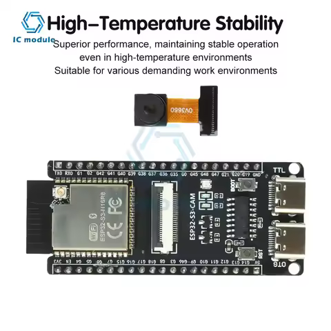 ESP32-S3-CAM Development Board with OV3660 Camera WiFi BT Core Board ESP32-S3-N16R8 CH340 & Dual Typ