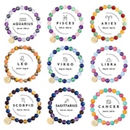 12 Zodiac Sign Constellation Crystal Bracelet | 8mm Astrology Bracelet for Aries, Taurus, Gemini, Ca