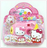 小花花日本精品 Hello Kitty 粉色可愛兒童玩具相機 立體KT頭造型鏡頭收納相機50056804