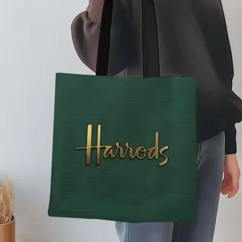 1 Pc Harrods Tote Bag, Foldable Shopping Bag, Reusable Shopper Bag Art Print Tote Bag