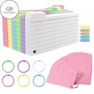 HB 300 Pack Index Cards, 3inch X 5inch Ruled Index Cards with Ring, Colored Lined Flash Cards, Both 