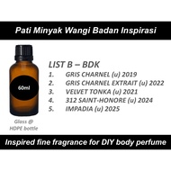[LIST @ SENARAI B - BDK ] Pati Tulen Inspirasi-Inspired Fragrance Oil/GRIS CHARNEL/VELVET TONKA/312/