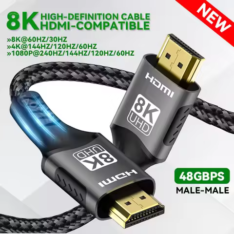 8K HDMI-Compatible Cable High Speed Hdmi Cables Braided Nylon & HDMI2.1 4K @ 120Hz 8K@60Hz for Lapto