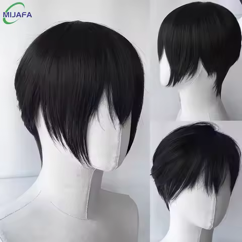 Anime Tobio Kageyama Cosplay Wig Teenager Short Black Layered Texture Cut Heat Resistant Synthetic H