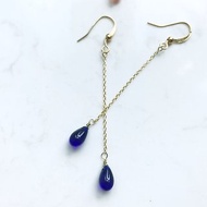 水滴系列 | 捷克水滴玻璃珠耳環 (藍色) 耳夾 閨蜜信物