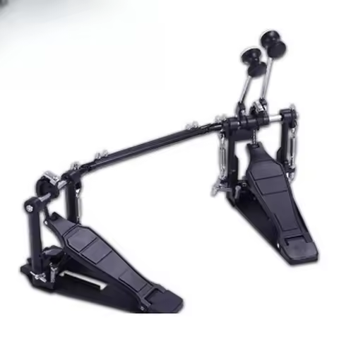 Music Drum Set Parts,Metal Black Coating Big Pedal Bottom Drum Thick Chain Twin Drum Pedal