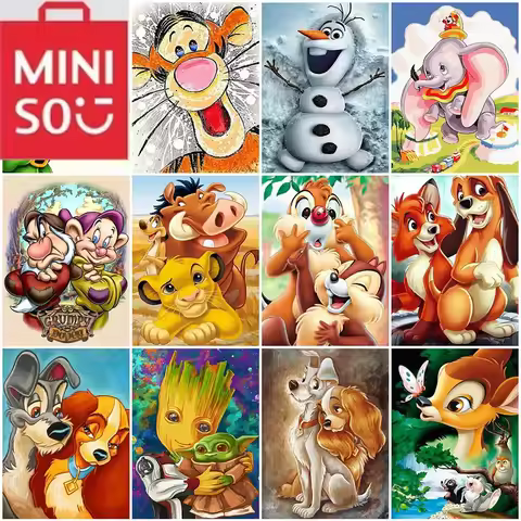 MINISO Disney DIY Diamond Painting Lion King Diamond Embroidery Squirrel Mosaic Dumbo Cartoon Cross 