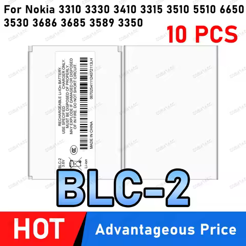 10PCS/Lot BLC-2 BLC2 Battery 3.6V 800mAh Replacement for Nokia 3310 3330 3410 3315 3510 5510 3530 36