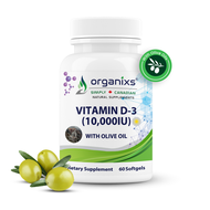 ✅READY STOCK✅Organixs Canada Highest Potency Vitamin D-3, 10,000 IU Softgels With Olive Oil - 60 Vitamin-D Softgels, Expiry 03/2027
