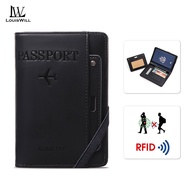 LouisWill กระเป๋าสตางค์แฟชั่นเคสบัตร RFID กระเป๋าสตางค์ PU นิ่มใส่ซองพาสปอร์ตกระเป๋าสตางค์ธุรกิจที่ใ