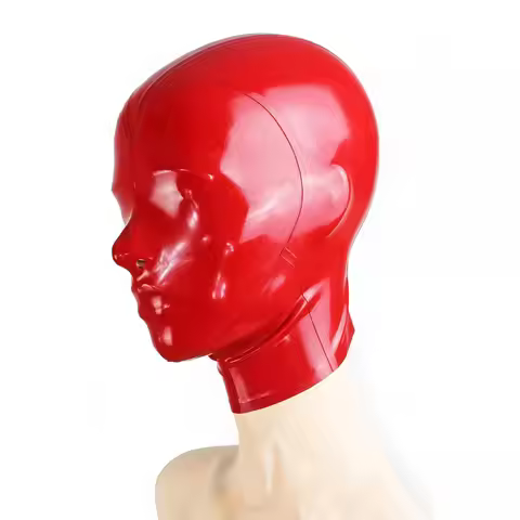 Red Latex Rubber Hood Mask Only Open Nostril BDSM Catsuit Party Cosplay