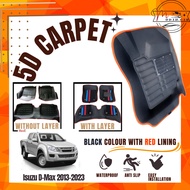 Isuzu D-Max 2013-2021 5D Car Carpet Anti Slip Mat with black red line (3 PCS)