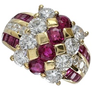 Size 12, Ruby 1.49ct, Diamond 1.13ct, K18 Gold Ring, 8.3g, Women's [Used]