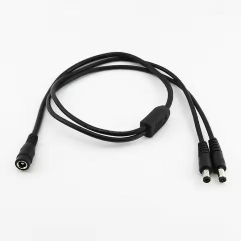 1pc CCTV DC Power 5.5mm X 2.1mm Female To 2 Male Plug Splitter Adapter Cable 10A 18AWG 70cm