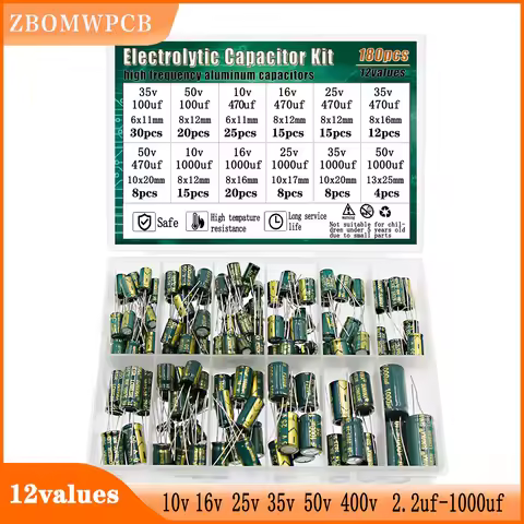 Electrolytic Capacitor Kit High Frequency Assortment 10v 16v 25v 35v 50v 400v 10uf 100uf 470uf 1000u