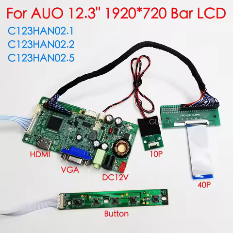 AUO 12.3 Inch LVDS LCD Screen C123HAN02.2 1920*720 40P Sub Display Supermarket Shelf Screen Car Disp