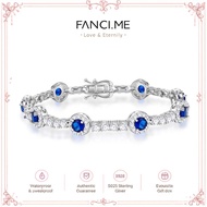 FANCIME "Noble Allure" September Birthstone Sapphire Station Tennis Sterling Silver Bracelet