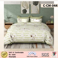 G9 Cadar Tilam Kartun Corak & Flower 2200Tc 100% Pure Cotton Bedsheet With Comforter 5in1 純棉床单
