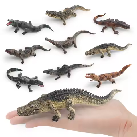 Mini Crocodile Wild Boar Caiman Nile Crocodile Alligator Wildlife Animal Model Scale Miniatures Deco