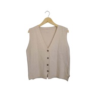 Cream Cotton Braided Button Vest (CODE: B145- 27)