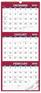 Wall Calendar 2025-3 Month Wall Calendar Display - 2025 (Folded in a Month), Jan. 2025 - Dec. 2025, 