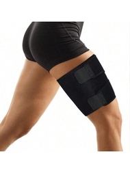 大腿支撐器，可調節的腿筋四頭肌包裹，氯丁膠大腿壓縮套，適用於男女，黑色