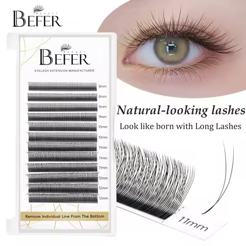 Befer Natural False Eyelashes 0.07/0.10 Thickness Super Soft Eyelash 8-15mm Lashes Extension Supplie