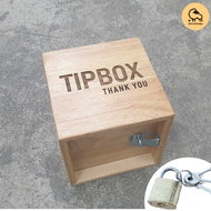 Dotsheep กล่อง Tip box กล่องทิป ไม้ กล่องทิปบ็อกเก็บเงินและใส่เงิน คาเฟ่ ร้านอาหาร - ฟรี!กุญแจ (158)