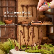 [HA] 4 Pcs Mini Garden Tool Kit Rustic Copper Coated Lifelike Design for Dollhouse DIY Fairy Garden 