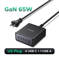Củ Sạc nhanh  UGREEN 65W GaN Bộ sạc máy tính để bàn 5 cổng 4 USB -C 1 USB-A Sạc nhanh cho MacBook Xi