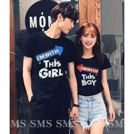 ♞,♘WOLFZONE Cotton couple shirt round neck T-shirt unisex