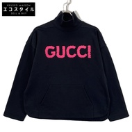 Gucci 776844 黑色和粉紅色棉質Logo衛衣，XS碼（二手）