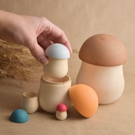 木製俄羅斯娃娃蘑菇嵌套俄羅斯娃娃蒙特梭利教育分類玩具