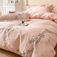 National Trend Simple Cotton Four-piece Set 100S Pure Cotton Velvet Quilt Cover Bed Sheet High-end H