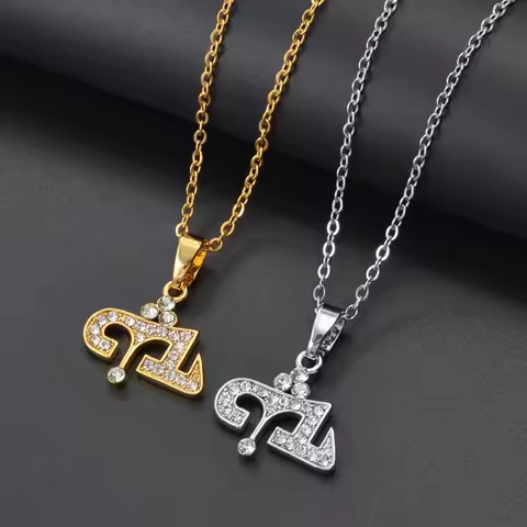 Anniyo Ashur Pendant Necklaces With Rhineston for Women Girls Lama,Lamma,Lamassu is an Assyrian Prot