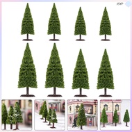 8Pcs Green Plastic Model Trees for Scenery Landscape Decor Miniature Fake Trees junshaoyipin